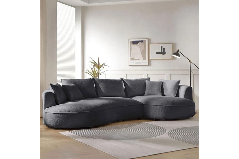Hungirr Soffa med Divan 4-sits - Mörkgrå - Möbler - Soffa - Divansoffa & schäslongsoffa - 4 sits soffa med divan