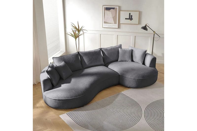 Hungirr Soffa med Divan 4-sits - Mörkgrå - Möbler - Soffa - Divansoffa & schäslongsoffa - 4 sits soffa med divan