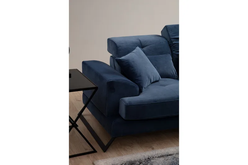 Jaraad Divansoffa 3-sits - Blå - Möbler - Soffa - Divansoffa & schäslongsoffa - 3 sits soffa med divan