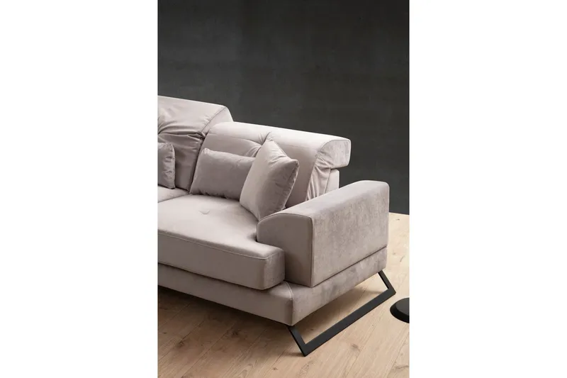 Jaraad Divansoffa 3-sits - Grå - Möbler - Soffa - Divansoffa & schäslongsoffa - 3 sits soffa med divan