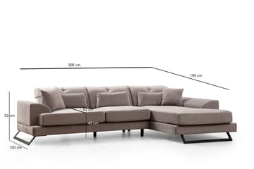 Jaraad Divansoffa 3-sits - Grå - Möbler - Soffa - Divansoffa & schäslongsoffa - 3 sits soffa med divan