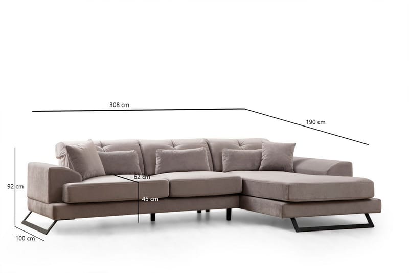 Jaraad Divansoffa 3-sits - Grå - Möbler - Soffa - Divansoffa & schäslongsoffa - 3 sits soffa med divan