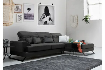 Jaraad Hörnsoffa med Divan Höger - Svart - Möbler - Soffa - Divansoffa & schäslongsoffa