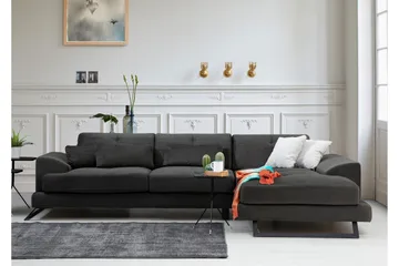 Jaraad Hörnsoffa med Divan Höger - Svart - Möbler - Soffa - Divansoffa & schäslongsoffa