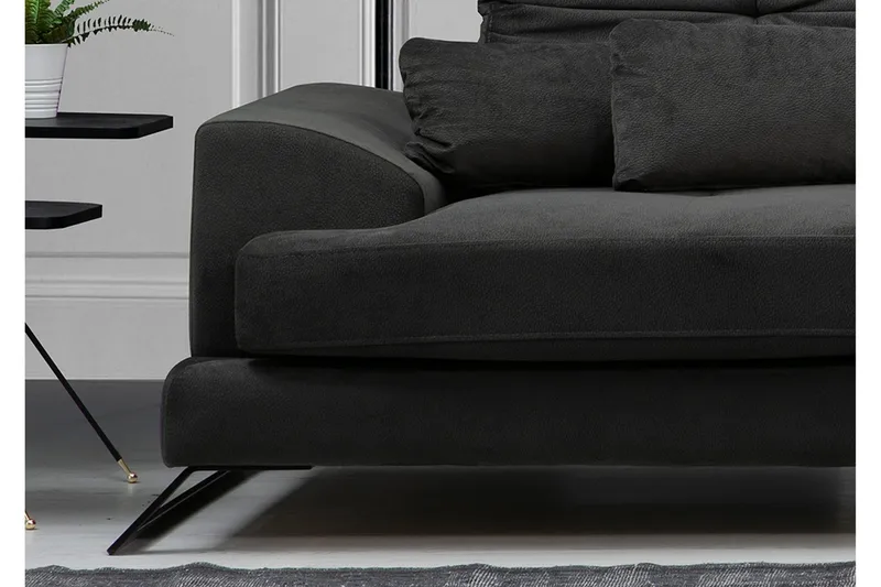 Jaraad Hörnsoffa med Divan Höger - Svart - Möbler - Soffa - Divansoffa & schäslongsoffa