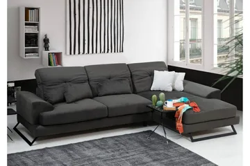 Jaraad Hörnsoffa med Divan Höger - Svart - Möbler - Soffa - Divansoffa & schäslongsoffa