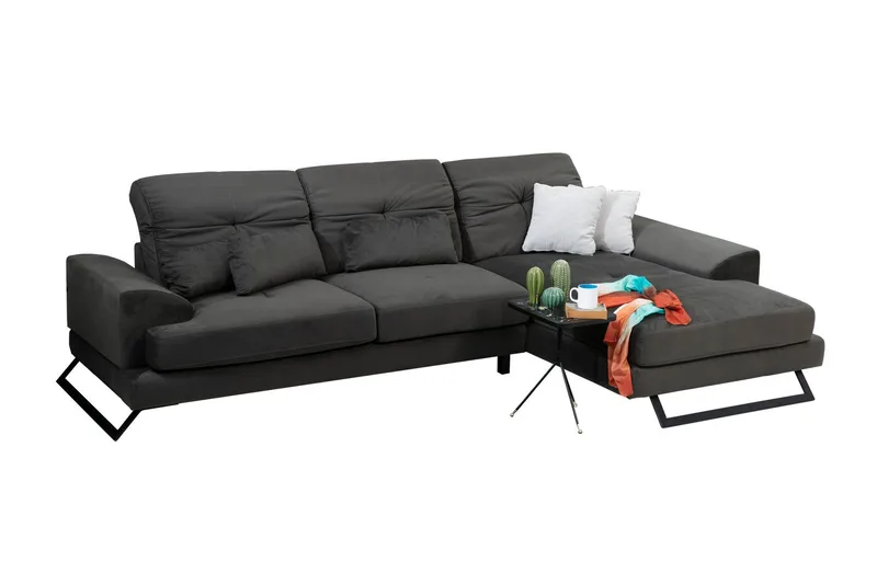 Jaraad Hörnsoffa med Divan Höger - Svart - Möbler - Soffa - Divansoffa & schäslongsoffa