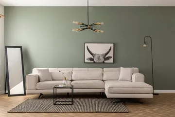 Jivago Divansoffa Höger - Beige/Svart - Möbler - Soffa - Divansoffa & schäslongsoffa - 4 sits soffa med divan