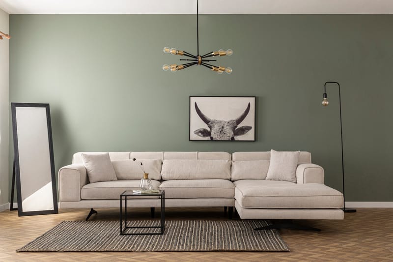 Jivago Divansoffa Höger - Beige/Svart - Möbler - Soffa - Divansoffa & schäslongsoffa - 4 sits soffa med divan
