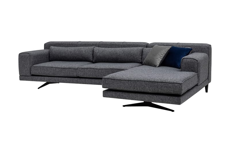 Jivago Divansoffa Höger - Grå/Svart - Möbler - Soffa - Divansoffa & schäslongsoffa - 4 sits soffa med divan