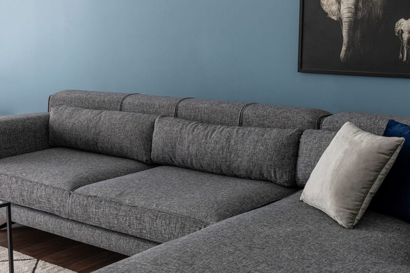 Jivago Divansoffa Höger - Grå/Svart - Möbler - Soffa - Divansoffa & schäslongsoffa - 4 sits soffa med divan