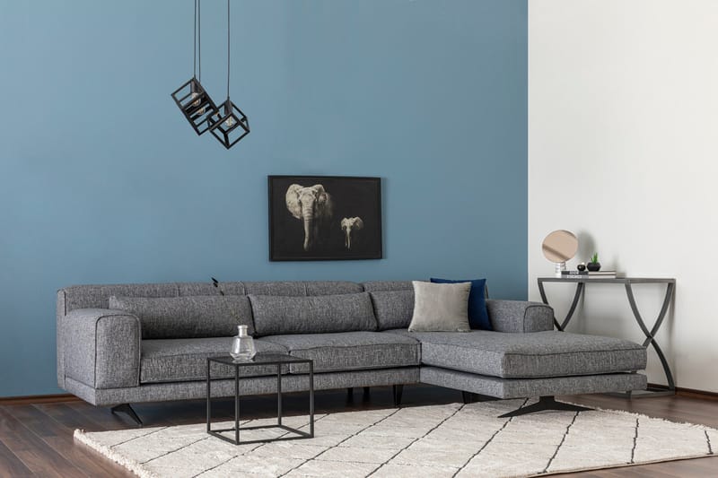Jivago Divansoffa Höger - Grå/Svart - Möbler - Soffa - Divansoffa & schäslongsoffa - 4 sits soffa med divan