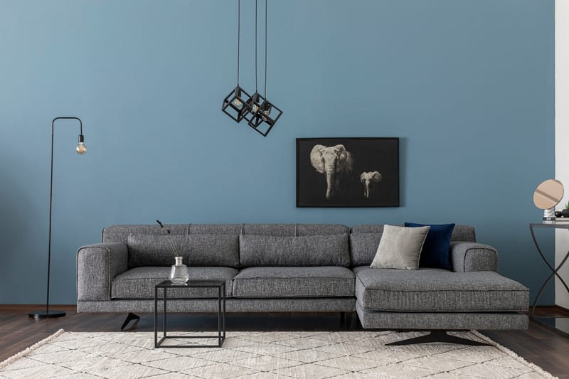 Jivago Divansoffa Höger - Grå/Svart - Möbler - Soffa - Divansoffa & schäslongsoffa - 4 sits soffa med divan