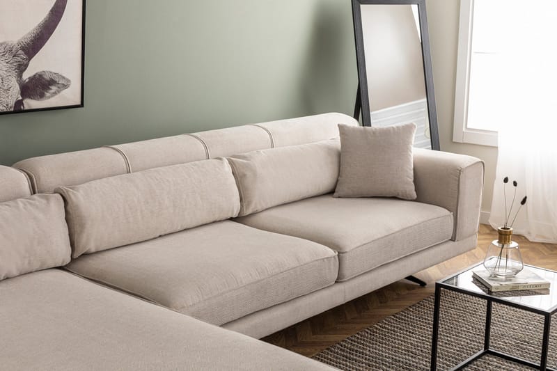 Jivago Divansoffa Vänster - Beige/Svart - Möbler - Soffa - Divansoffa & schäslongsoffa - 4 sits soffa med divan