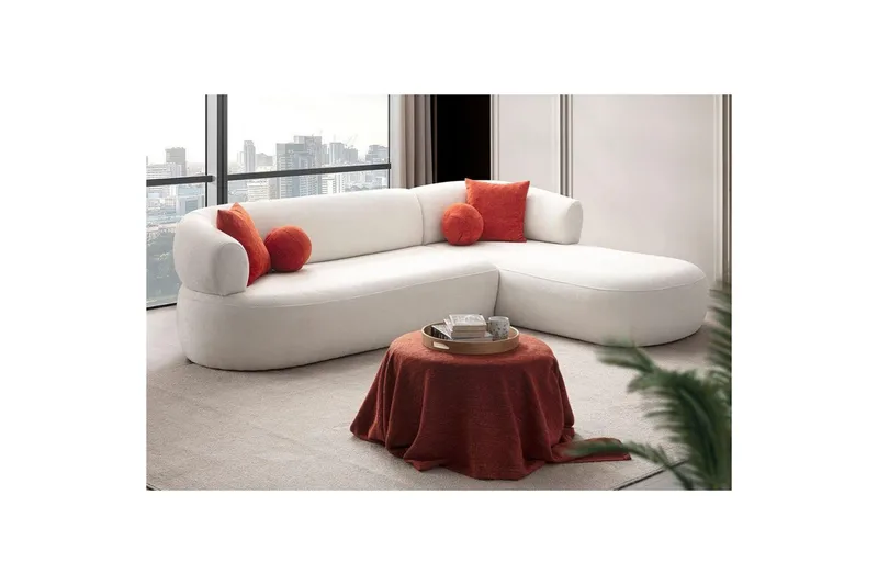 Kollumber Soffa med Divan 3-sits - Vit - Möbler - Soffa - Divansoffa & schäslongsoffa - 3 sits soffa med divan