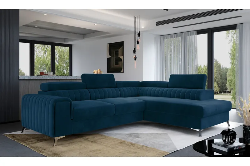 Laurece Schäslongsoffa Höger - Blå - Möbler - Soffa - Divansoffa & schäslongsoffa