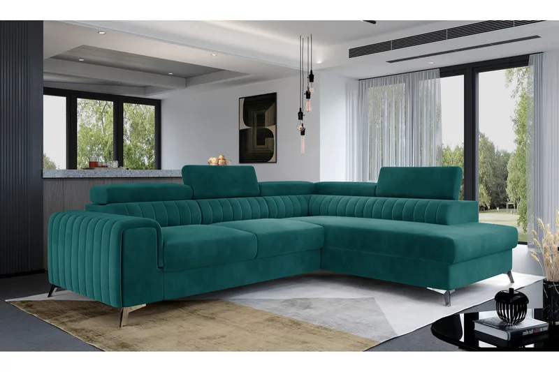 Laurece Schäslongsoffa Höger - Turkos - Möbler - Soffa - Divansoffa & schäslongsoffa