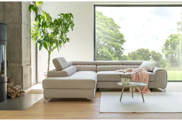 Laurece Schäslongsoffa Vänster - Beige - Möbler - Soffa - Divansoffa & schäslongsoffa - 4 sits soffa med divan