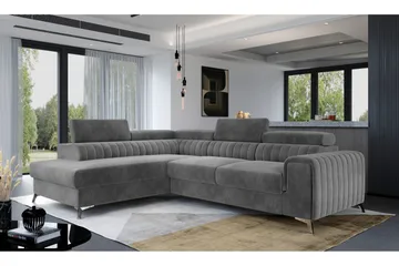 Laurece Schäslongsoffa Vänster - Grå - Möbler - Soffa - Sammetssoffa