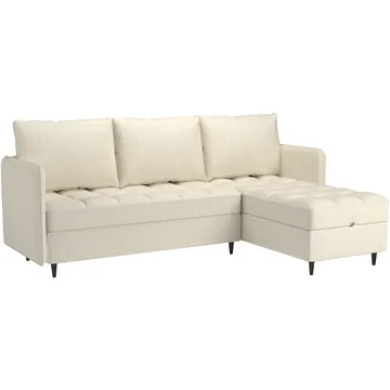 Lindhus 3-sits Högervänd Hörnsoffa med Schäslong och Förvaring i Kordsammet - Vit - Möbler - Soffa - Divansoffa & schäslongsoffa - 3 sits soffa med divan