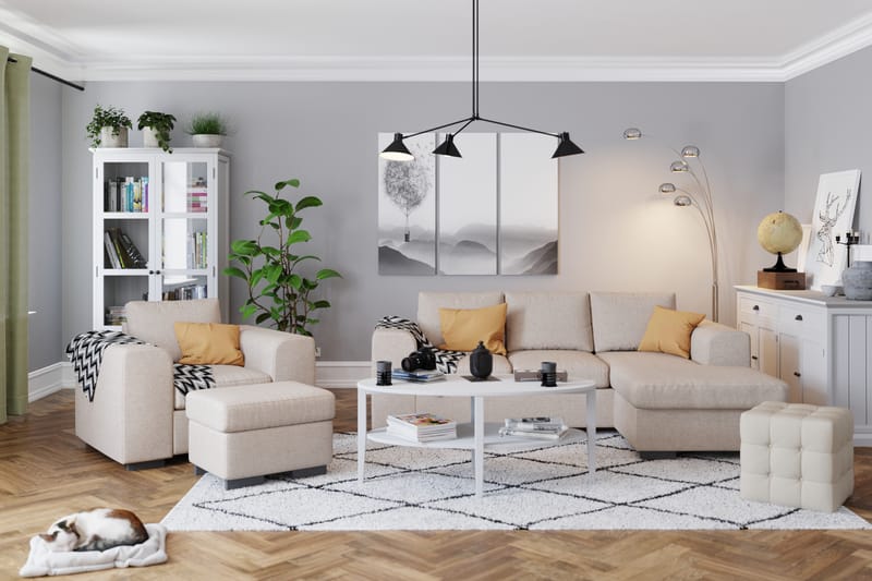Link 3-sits Vändbar L-formad Divansoffa i Tyg - Beige - Möbler - Soffa - Divansoffa & schäslongsoffa - 3 sits soffa med divan