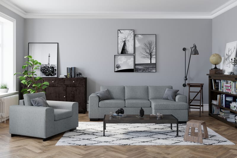 Link 3-sits Vändbar L-formad Divansoffa i Tyg - Ljusgrå - Möbler - Soffa - Divansoffa & schäslongsoffa - 3 sits soffa med divan