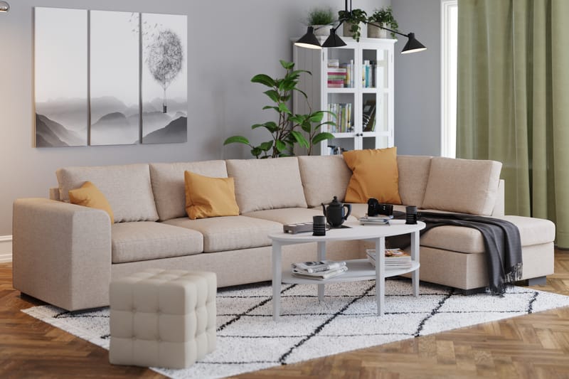 Link 4-sits Högervänd L-formad Large Schäslongsoffa i Tyg - Beige - Möbler - Soffa - Divansoffa & schäslongsoffa - 4 sits soffa med divan
