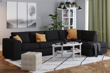 Link 4-sits Högervänd L-formad Large Schäslongsoffa i Tyg - Svart - Möbler - Soffa - Divansoffa & schäslongsoffa