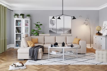 Link 4-sits Högervänd L-formad Schäslongsoffa i Tyg - Beige - Möbler - Soffa - Divansoffa & schäslongsoffa