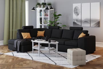 Link 4-sits Högervänd L-formad Schäslongsoffa i Tyg - Svart - Möbler - Soffa - Divansoffa & schäslongsoffa - 4 sits soffa med divan
