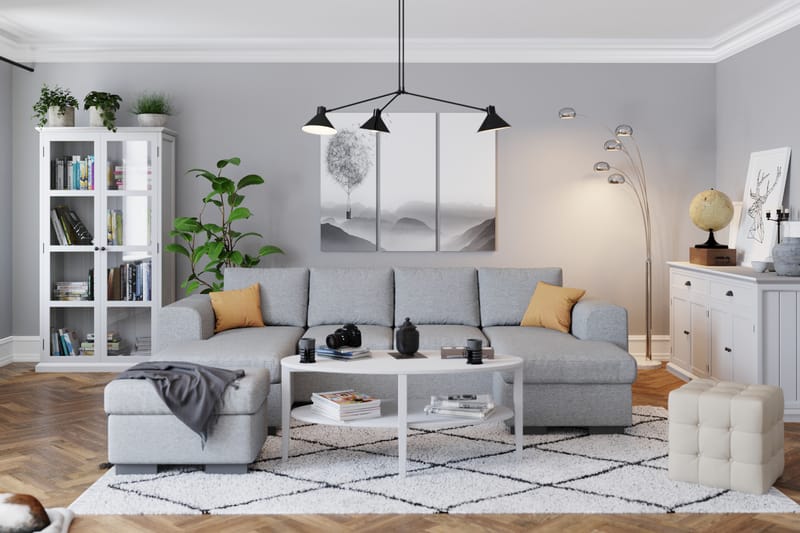 Link 4-sits U-formad Soffa med dubbeldivan i Tyg - Ljusgrå - Möbler - Soffa - Divansoffa & schäslongsoffa - 4 sits soffa med divan
