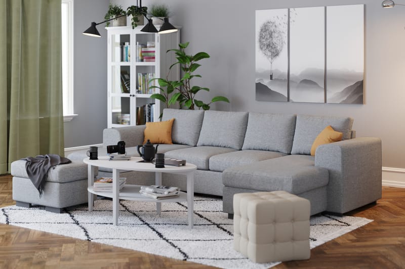 Link 4-sits U-formad Soffa med dubbeldivan i Tyg - Ljusgrå - Möbler - Soffa - Divansoffa & schäslongsoffa - 4 sits soffa med divan
