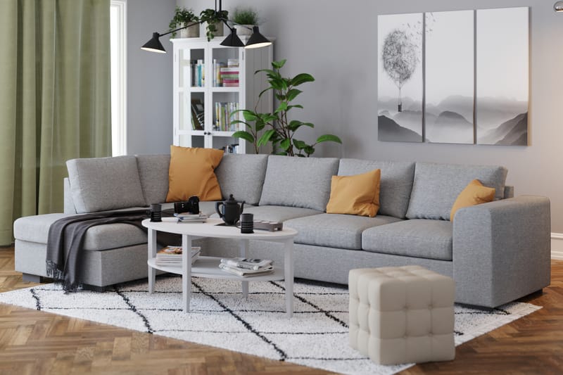 Link 4-sits Vänstervänd L-formad Large Schäslongsoffa i Tyg - Ljusgrå - Möbler - Soffa - Divansoffa & schäslongsoffa - 4 sits soffa med divan