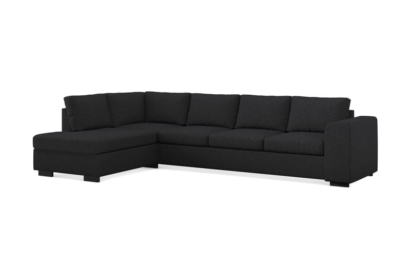 Link 4-sits Vänstervänd L-formad Large Schäslongsoffa i Tyg - Svart - Möbler - Soffa - Divansoffa & schäslongsoffa