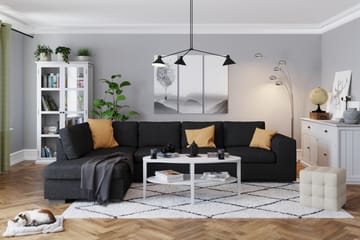 Link 4-sits Vänstervänd L-formad Large Schäslongsoffa i Tyg - Svart - Möbler - Soffa - Divansoffa & schäslongsoffa