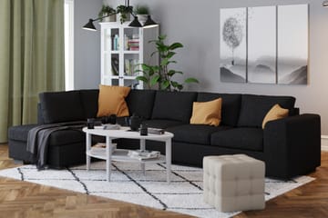Link 4-sits Vänstervänd L-formad Large Schäslongsoffa i Tyg - Svart - Möbler - Soffa - Divansoffa & schäslongsoffa