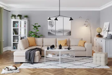 Link 4-sits Vänstervänd L-formad Schäslongsoffa i Tyg - Beige - Möbler - Soffa - Divansoffa & schäslongsoffa