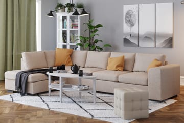Link 4-sits Vänstervänd L-formad Schäslongsoffa i Tyg - Beige - Möbler - Soffa - Divansoffa & schäslongsoffa