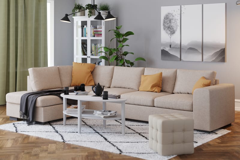 Link 4-sits Vänstervänd L-formad Schäslongsoffa i Tyg - Beige - Möbler - Soffa - Divansoffa & schäslongsoffa