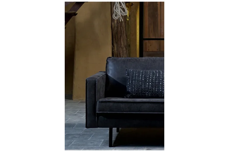 Lissbon 3-sits Höger L-formad Hörnsoffa i Konstläder - Antracit - Möbler - Soffa - Divansoffa & schäslongsoffa - 3 sits soffa med divan