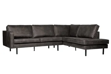 Lissbon 3-sits Höger L-formad Hörnsoffa i Konstläder - Antracit - Möbler - Soffa - Divansoffa & schäslongsoffa - 3 sits soffa med divan