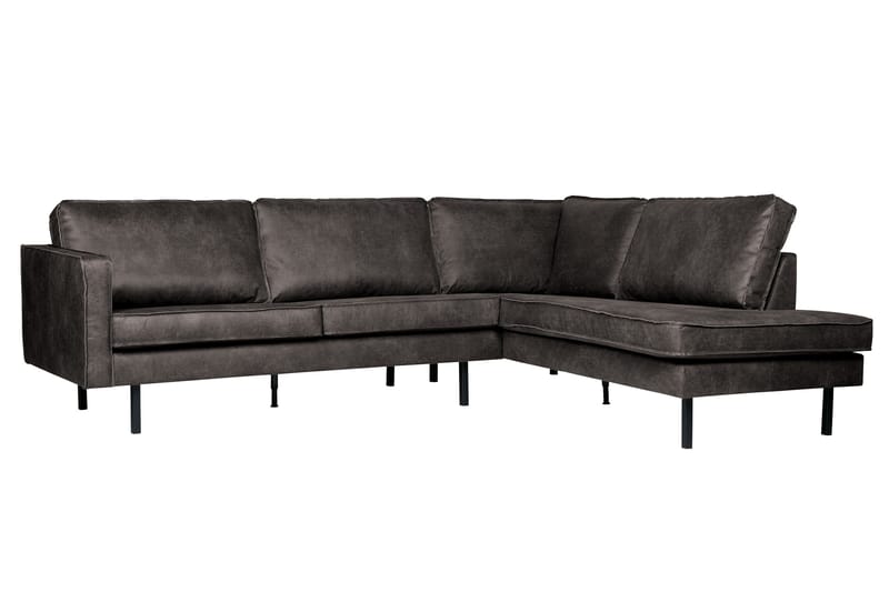 Lissbon 3-sits Höger L-formad Hörnsoffa i Konstläder - Antracit - Möbler - Soffa - Divansoffa & schäslongsoffa - 3 sits soffa med divan