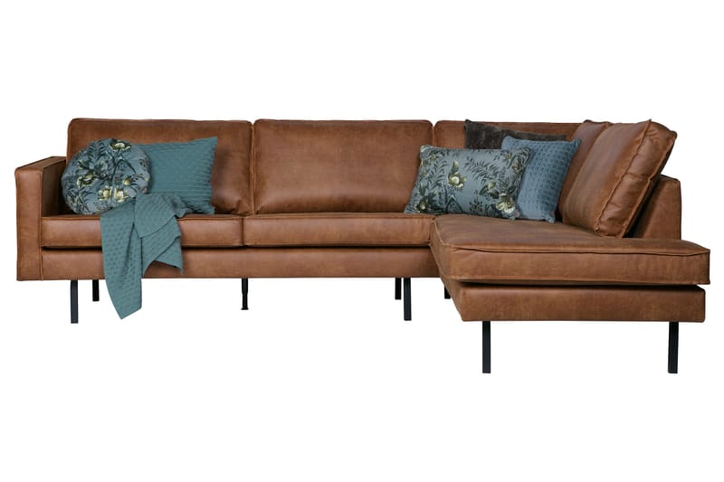 Lissbon 3-sits Höger L-formad Hörnsoffa med Divan 266 cm i Läder - Cognac - Möbler - Soffa - Divansoffa & schäslongsoffa - 3 sits soffa med divan