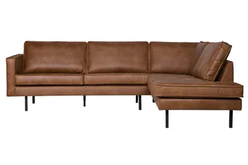 Lissbon 3-sits Höger L-formad Hörnsoffa med Divan 266 cm i Läder - Cognac - Möbler - Soffa - Divansoffa & schäslongsoffa - 3 sits soffa med divan
