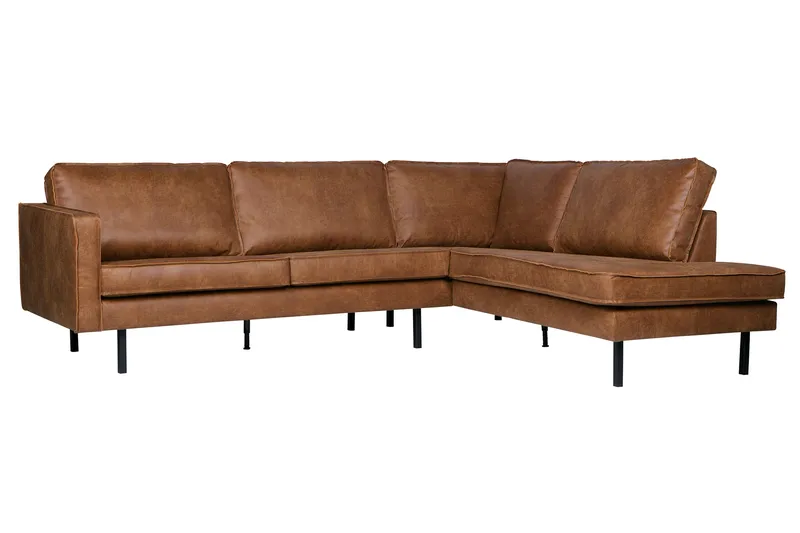 Lissbon 3-sits Höger L-formad Hörnsoffa med Divan 266 cm i Läder - Cognac - Möbler - Soffa - Divansoffa & schäslongsoffa - 3 sits soffa med divan
