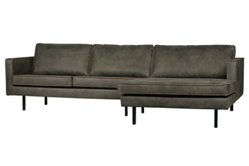 Lissbon 3-sits Högervänd L-formad Divansoffa 300 cm i Läder - Grön - Möbler - Soffa - Divansoffa & schäslongsoffa - 3 sits soffa med divan