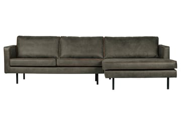 Lissbon 3-sits Högervänd L-formad Divansoffa 300 cm i Läder - Grön - Möbler - Soffa - Divansoffa & schäslongsoffa - 3 sits soffa med divan