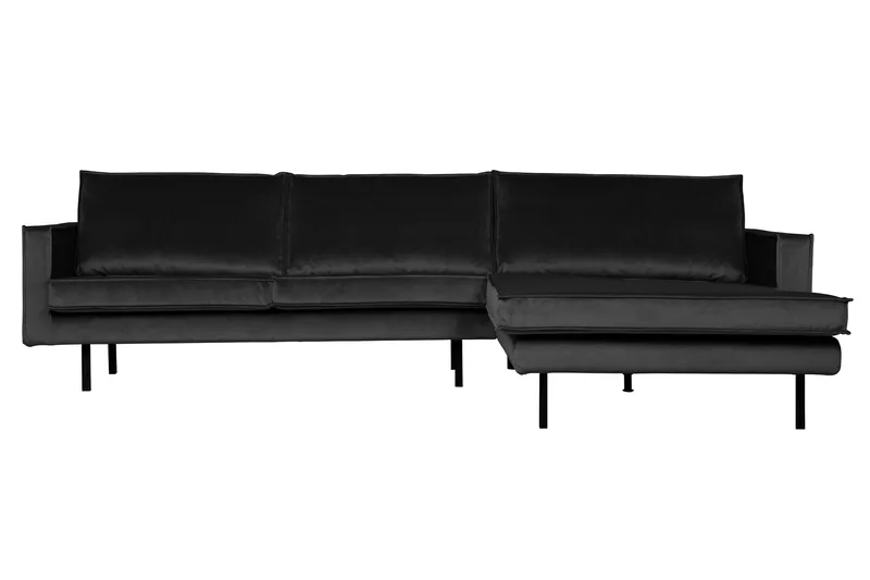 Lissbon 3-sits Högervänd L-formad Divansoffa 300 cm i Sammet, Grå