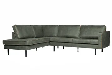 Lissbon 3-sits Vänster L-formad Hörnsoffa 266 cm i Läder - Grön - Möbler - Soffa - Divansoffa & schäslongsoffa - 3 sits soffa med divan
