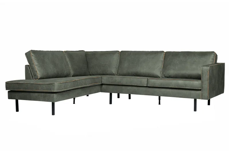 Lissbon 3-sits Vänster L-formad Hörnsoffa 266 cm i Läder - Grön - Möbler - Soffa - Divansoffa & schäslongsoffa - 3 sits soffa med divan